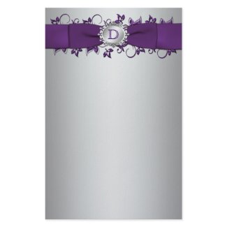 Monogram Purple, Silver Floral Wedding Stationery