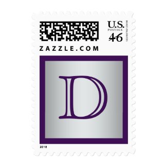 Monogram Purple, Silver Gray Postage