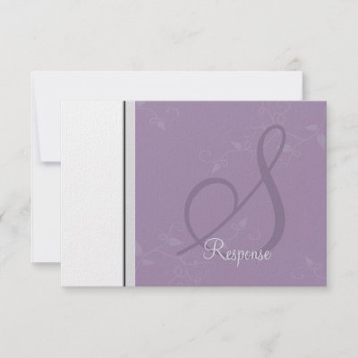 Monogram Purple Silver Wedding Response RSVP Personalized Invitations by