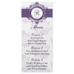 monogram purple wedding menu rack card template