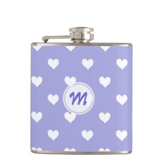 Monogram: Purple With White Heart Flask