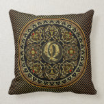 Monogram Q Designs front and back are different Throw Pillows