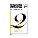 Monogram Q Wedding Stamp Names Black White & Gold