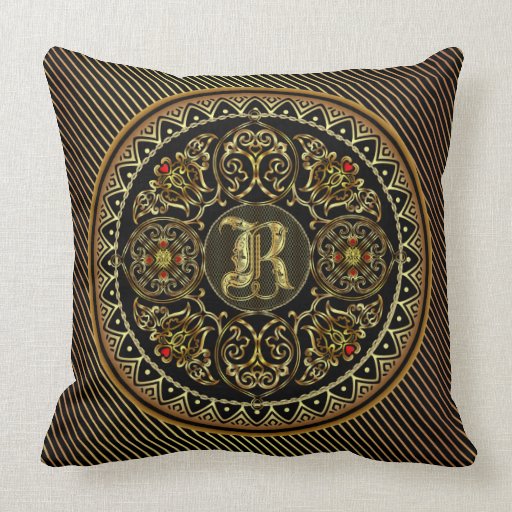 Monogram R Designs front and back are different Throw Pillow