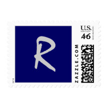 Monogram "R" Postage Stamp (Square Size) Navy
