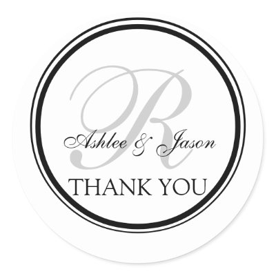 Monogram R Thank You Stickers for Weddings