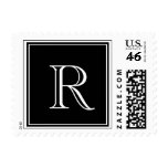 Monogram R Wedding Postage Stamps Black