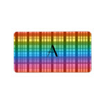 Monogram rainbow plaid personalized address labels