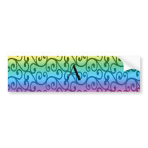 Monogram rainbow swirls bumper sticker