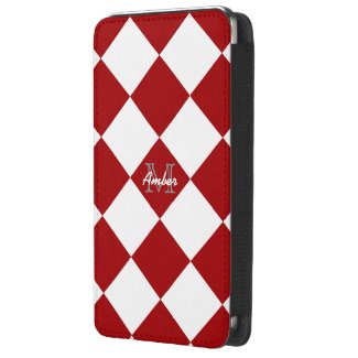 Monogram Red And White Diamond Smartphone Pouch