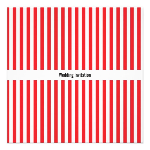 Monogram Red and White Stripes Pattern Wedding Personalized Announcement