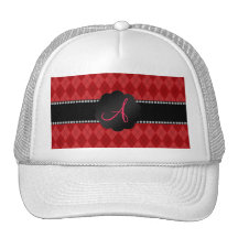 Monogram red argyle mesh hat