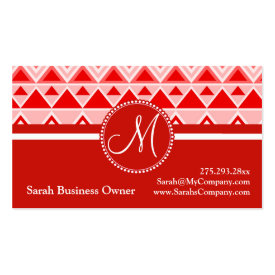 Monogram Red Aztec Andes Tribal Mountains Triangle Business Card Templates