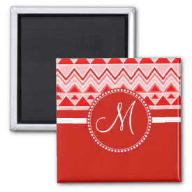 Monogram Red Aztec Andes Tribal Mountains Triangle Refrigerator Magnets
