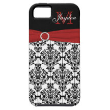 Monogram Red Black White Damask iPhone 5 Vibe iPhone 5 Covers