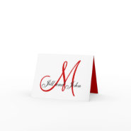 Monogram Red Christmas Wedding Invitation Card card