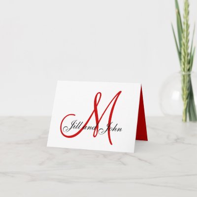 Monogram Red Christmas Wedding Invitation Card by monogramgallery