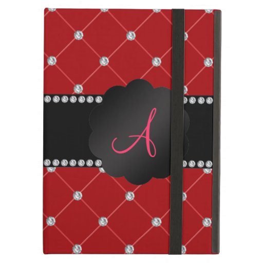 Monogram Red diamonds iPad Air Cases Zazzle