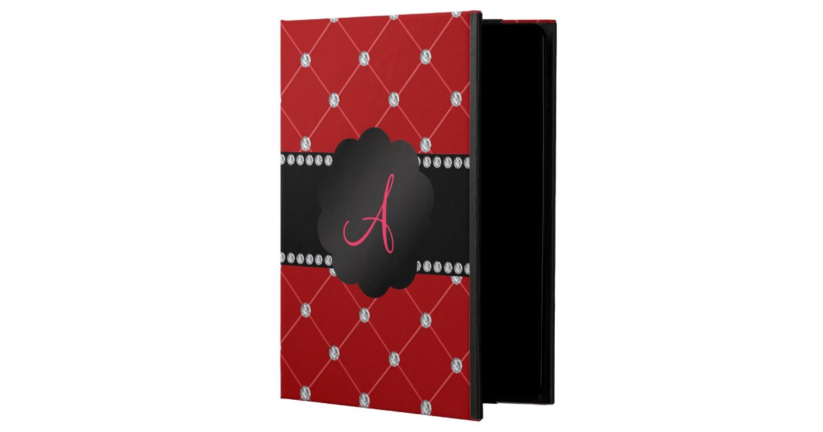 Monogram Red diamonds iPad Air Cases Zazzle