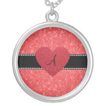 Monogram red glitter red heart jewelry