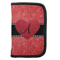 Monogram red glitter red heart organizer