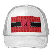 Monogram red hearts and stripes trucker hats