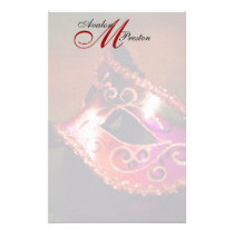 Monogram Red Masquerade Wedding Stationery