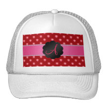 Monogram red pink roses trucker hats