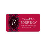 Monogram Red Satin Lace Address Label