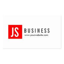 Monogram Red Square Funeral Business Card