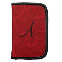 Monogram red swirls planner