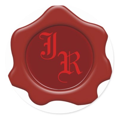 Monogram Red Wax Seal Wedding Stickers
