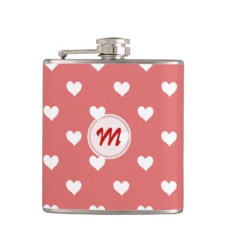 Monogram: Red With White Heart Flask