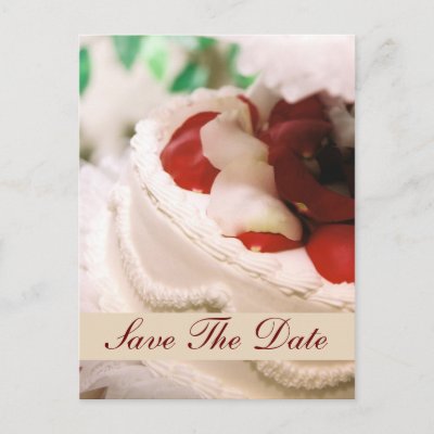 Monogram Rose Petal Cake Save The Date Postcard