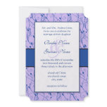 Monogram Royal Blue Lilac Swirl Wedding Invite invitations
