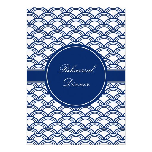 Monogram Royal Blue Seigaiha Pattern Rehearsal Announcements