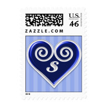 Monogram S Blue Heart Stamp