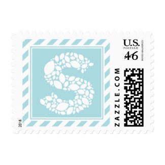 Monogram S Leaves & Stripes Custom Postage stamp