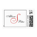 Monogram S Wedding Elegant Red White Postage
