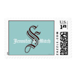 Monogram S Wedding Names Aqua Espresso Postage