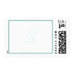 Monogram S Wedding Postage Stamp White & Blue