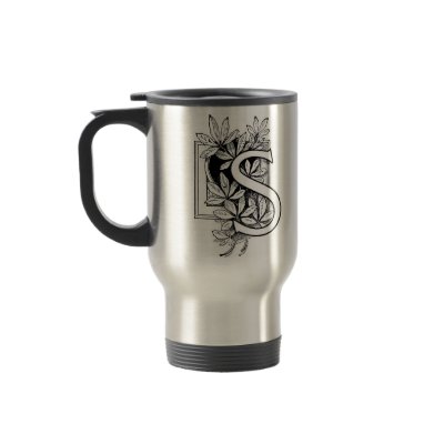 Monogram 'S' with Leaves - Travel Mug by dchaddad