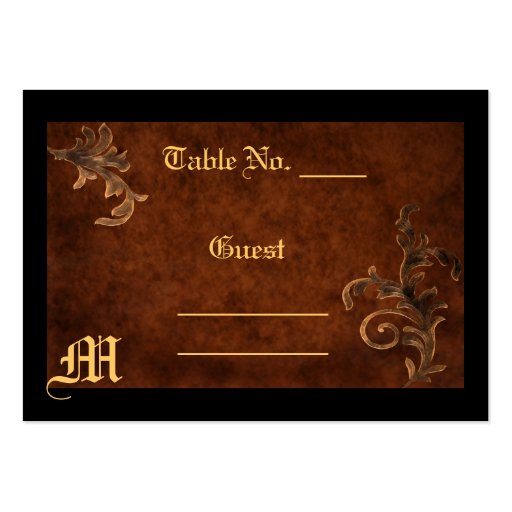 Monogram Scroll Leaf Table Setting PlaceCard Business Card Templates