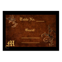 Monogram Scroll Leaf Table Setting PlaceCard Business Card Templates