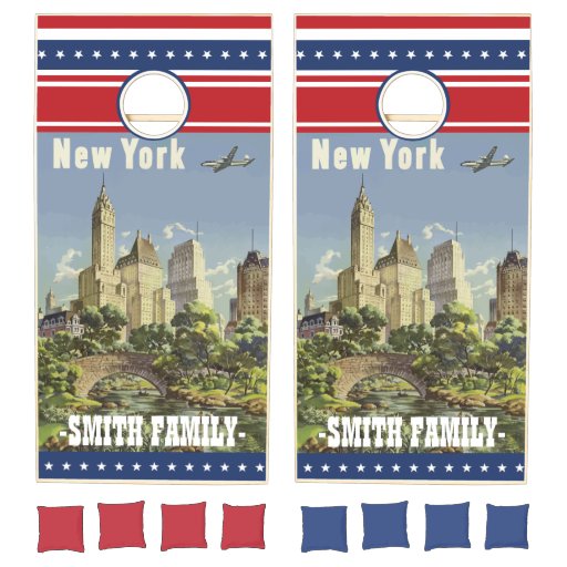 Monogram Series: Vintage America. New York. Cornhole Set Zazzle