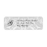 Monogram Silver Damask Christmas Address Labels