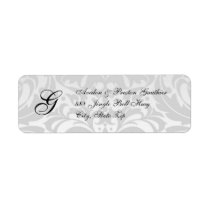 Monogram Silver Damask Christmas Address Labels