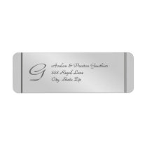 Monogram Silver Faux Metal  Wedding Address Label
