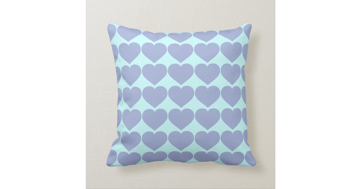 Monogram sky blue heart pattern throw pillow Zazzle