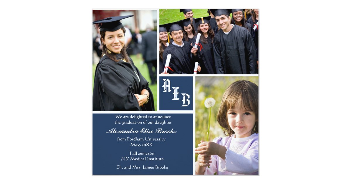 Monogram Square - Photo Graduation Announcement